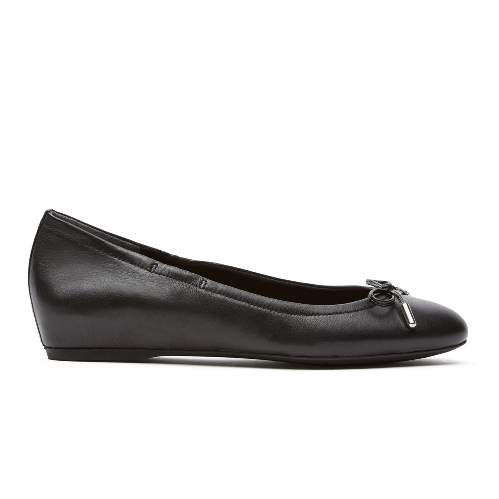 Rockport Womens Total Motion Hidden Wedge Tied Ballet - Flats Black - POZ289341